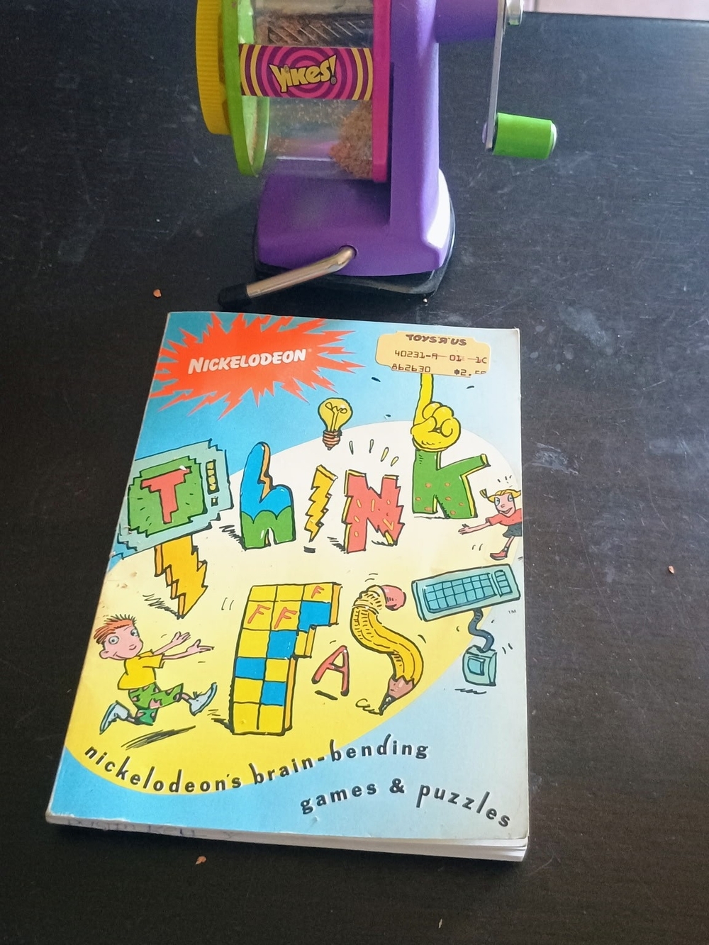Nickelodeon Yikes Pencil Sharpener,Think! Puzzle Book - Blue, Yellow, Green